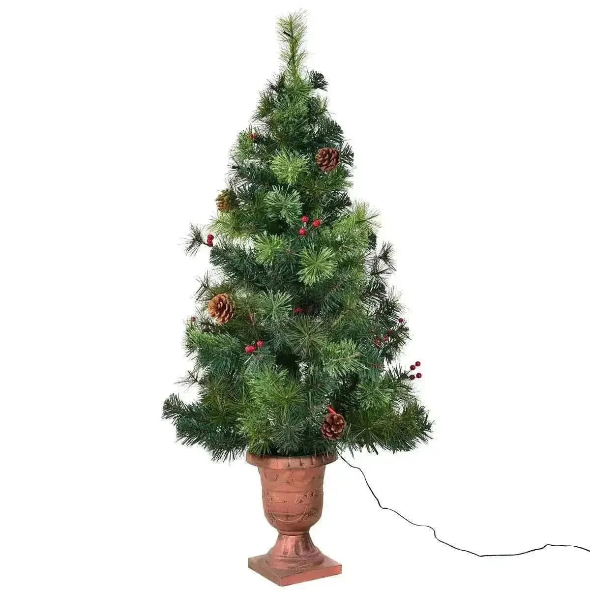LED Christmas Tree with Red Berries Pine Cones Cartsfy Inc.