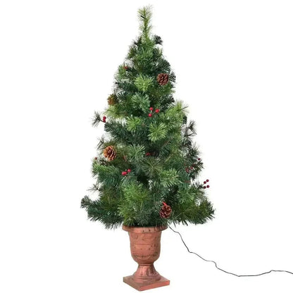 LED Christmas Tree with Red Berries Pine Cones Cartsfy Inc.