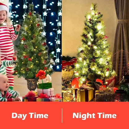 LED Christmas Tree with Red Berries Pine Cones Cartsfy Inc.