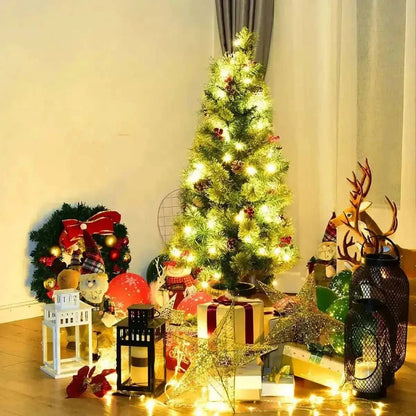 LED Christmas Tree with Red Berries Pine Cones Cartsfy Inc.