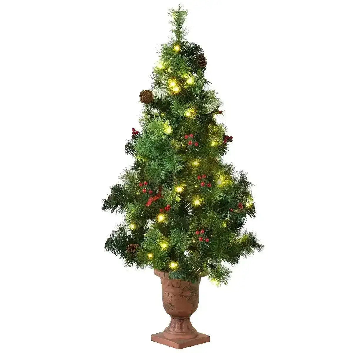 LED Christmas Tree with Red Berries Pine Cones Cartsfy Inc.