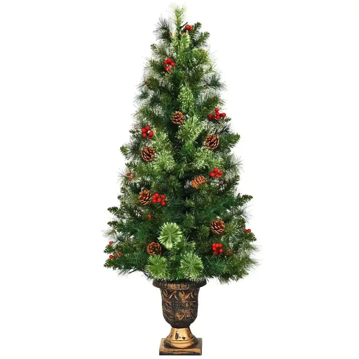 LED Christmas Tree with Red Berries Pine Cones Cartsfy Inc.