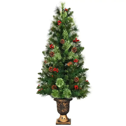 LED Christmas Tree with Red Berries Pine Cones Cartsfy Inc.