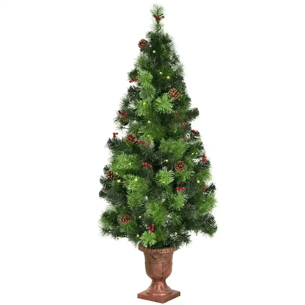 LED Christmas Tree with Red Berries Pine Cones Cartsfy Inc.