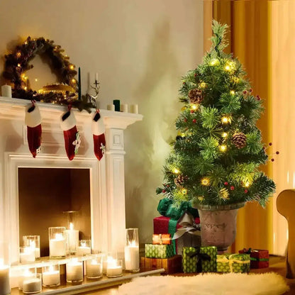 LED Christmas Tree with Red Berries Pine Cones Cartsfy Inc.