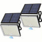 Solar LED motion floodlight set with two LED light heads and two solar panels