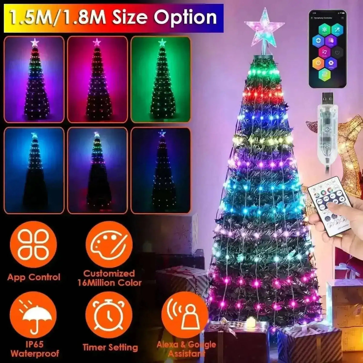 LED Lights Collapsible Christmas Tree Light with Remote App Control Cartsfy Inc.