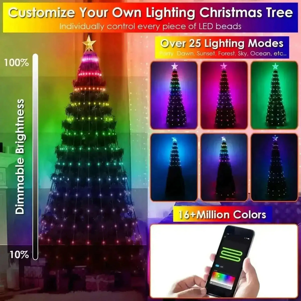 LED Lights Collapsible Christmas Tree Light with Remote App Control Cartsfy Inc.
