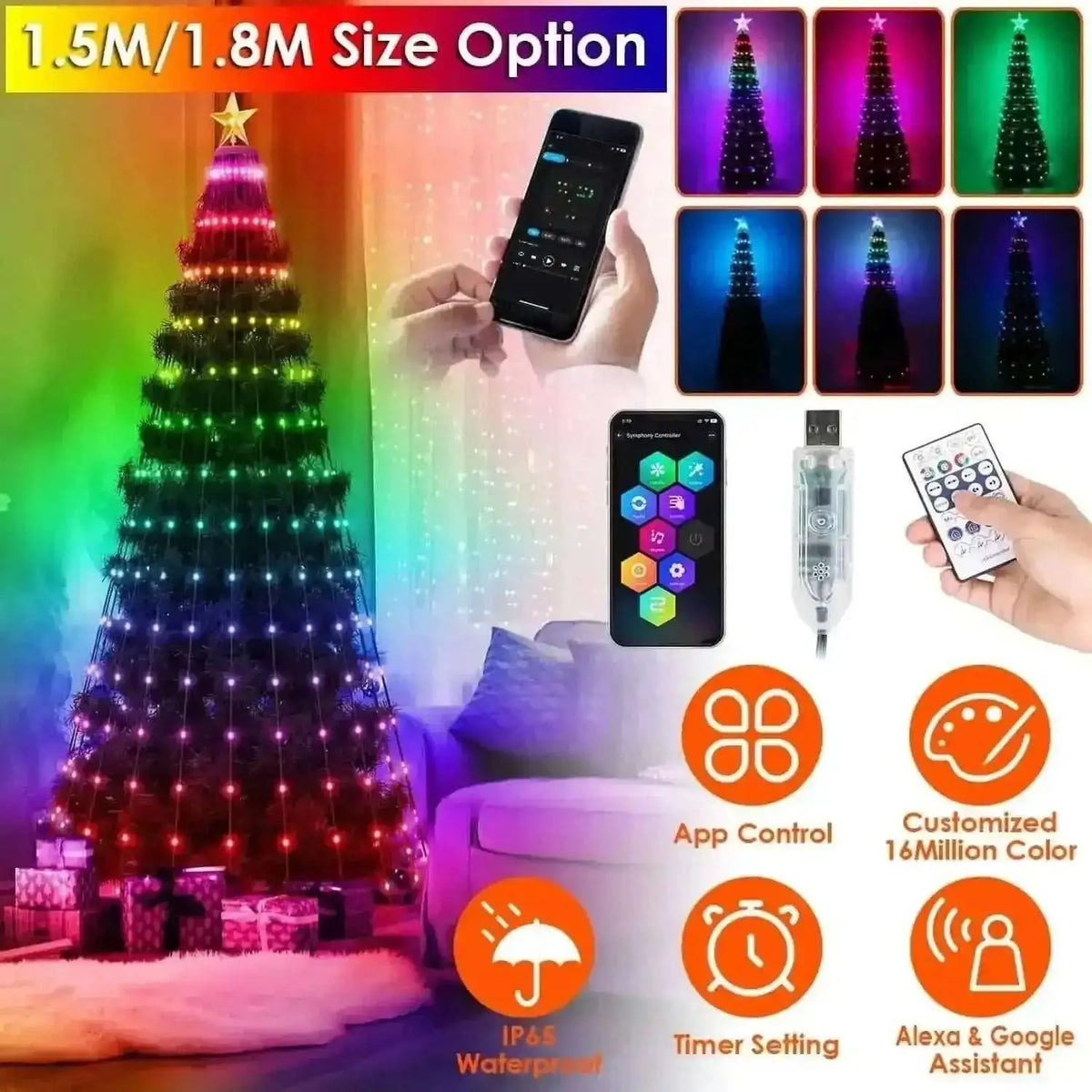 LED Lights Collapsible Christmas Tree Light with Remote App Control Cartsfy Inc.