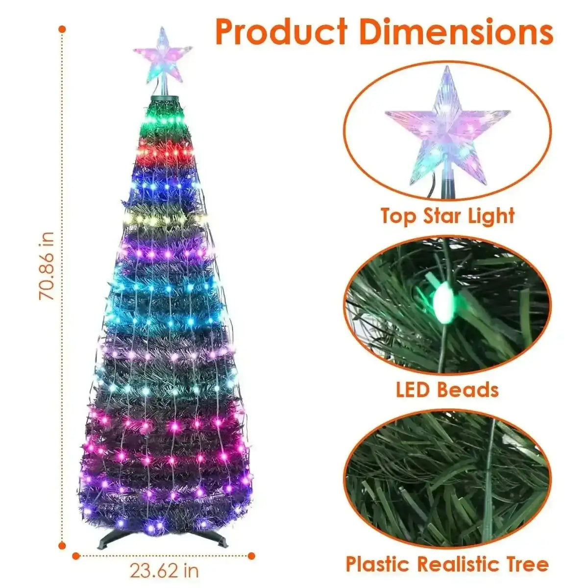 LED Lights Collapsible Christmas Tree Light with Remote App Control DailySale 1.5m 1.8m 1.5m-1.8m-