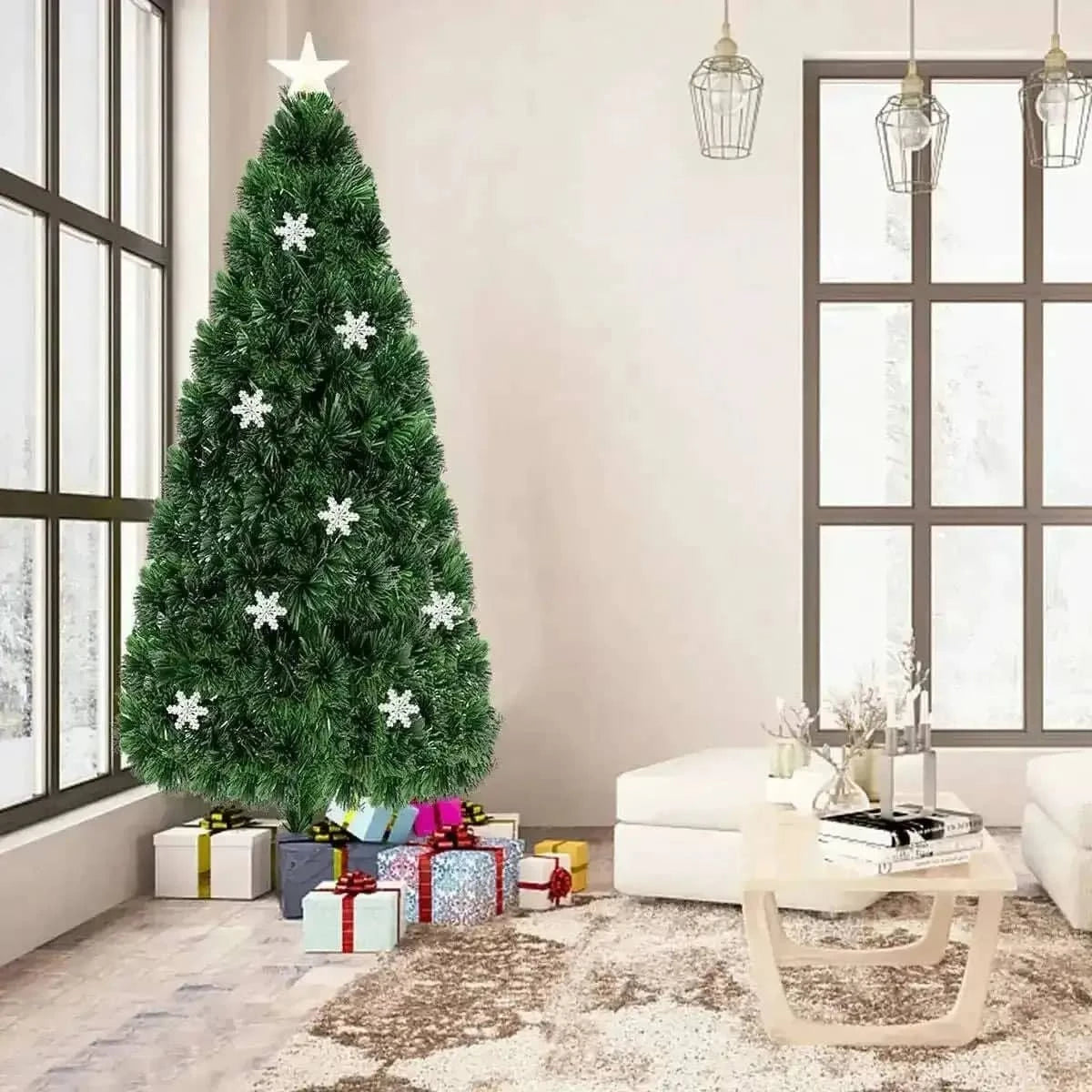 LED Optic Artificial Christmas Tree with Snowflakes Cartsfy Inc.