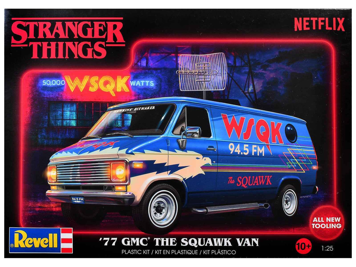 Level 3 Model Kit 1977 GMC "WSQK Squawk" Van "Stranger Things" (2016-2025) TV Series 1/25 Scale Model by Revell Cartsfy Inc.