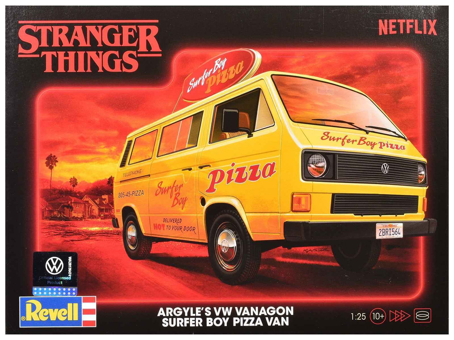 Level 3 Model Kit Argyle's Volkswagen Vanagon "Surfer Boy Pizza" Van "Stranger Things" (2016-Current) TV Series 1/25 Scale Model by Revell Cartsfy Inc.