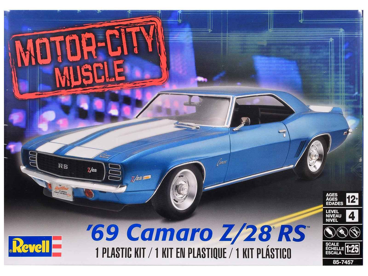 Level 4 Model Kit 1969 Chevrolet Camaro Z/28 RS "Motor-City Muscle" 1/25 Scale Model by Revell Miniature Motors Default Title Default Title-