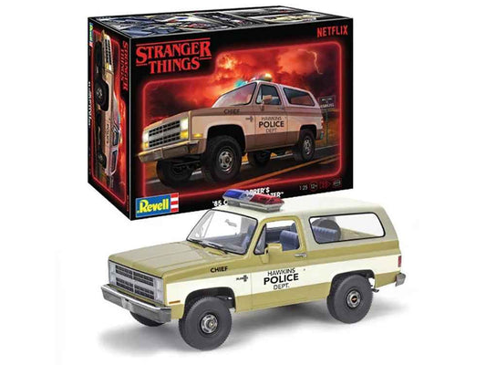 Level 4 Model Kit Jim Hopper's 1985 Chevrolet K5 Blazer "Stranger Things" (2016-Current) TV Series 1/25 Scale Model by Revell Cartsfy Inc.