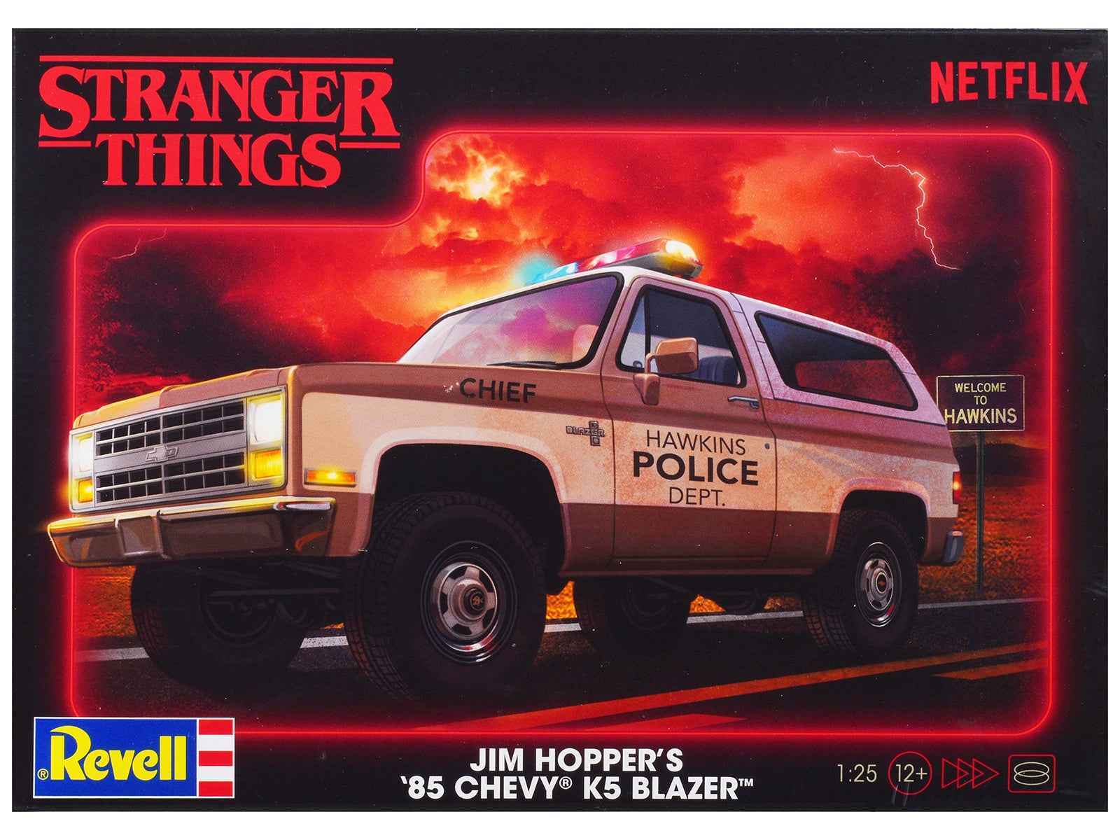 Level 4 Model Kit Jim Hopper's 1985 Chevrolet K5 Blazer "Stranger Things" (2016-Current) TV Series 1/25 Scale Model by Revell Cartsfy Inc.