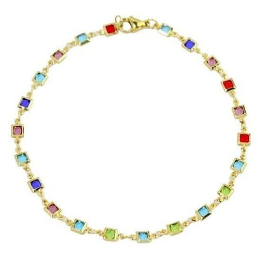 Light Multi Color Crystal Square Ankle Bracelet Cartsfy Inc.