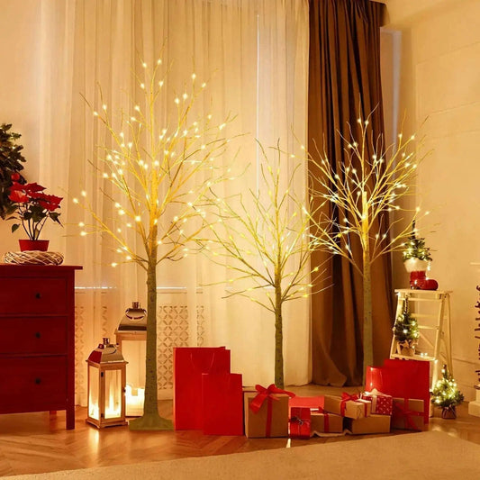 Lighted Birch Tree Set of 3 with 4/5/6 FT Pre-Lit Artificial Christmas Tree for Holiday Party Cartsfy Inc.