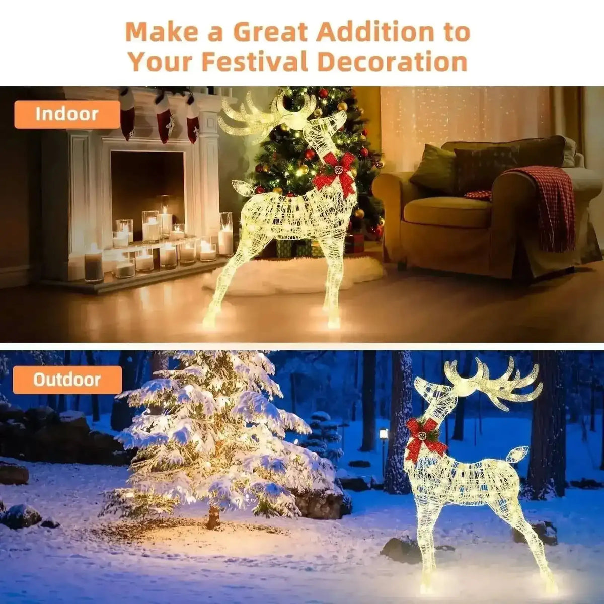 Lighted Standing Reindeer with Stakes for Christmas Decoration Cartsfy Inc.
