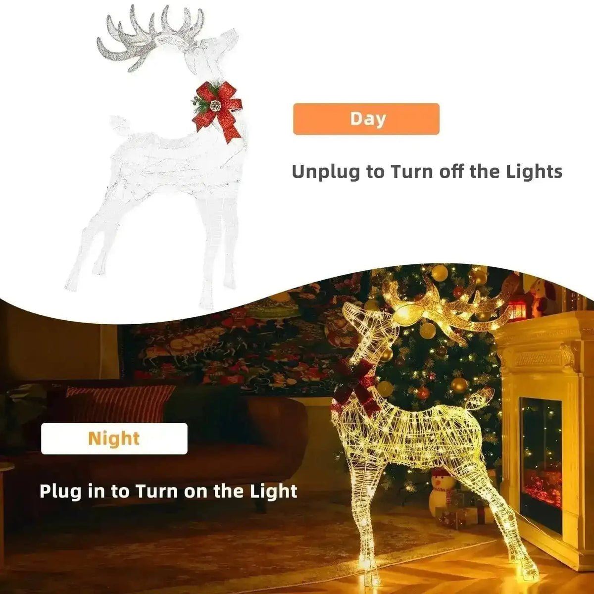 Lighted Standing Reindeer with Stakes for Christmas Decoration Cartsfy Inc.