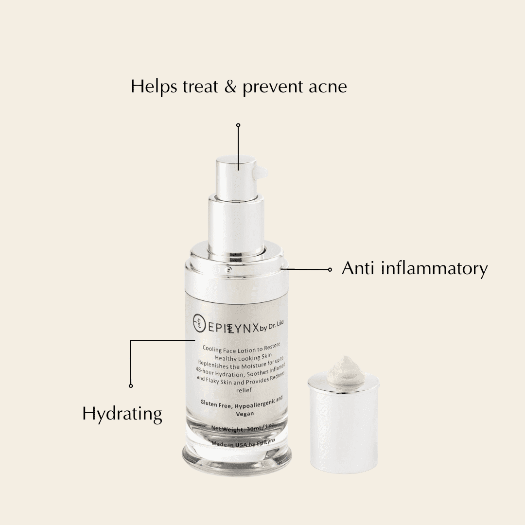 Face moisturizer jar with silver pump and open cap showing cream