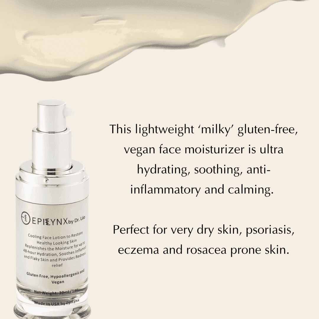 Face moisturizer bottle with silver pump and clear glass base