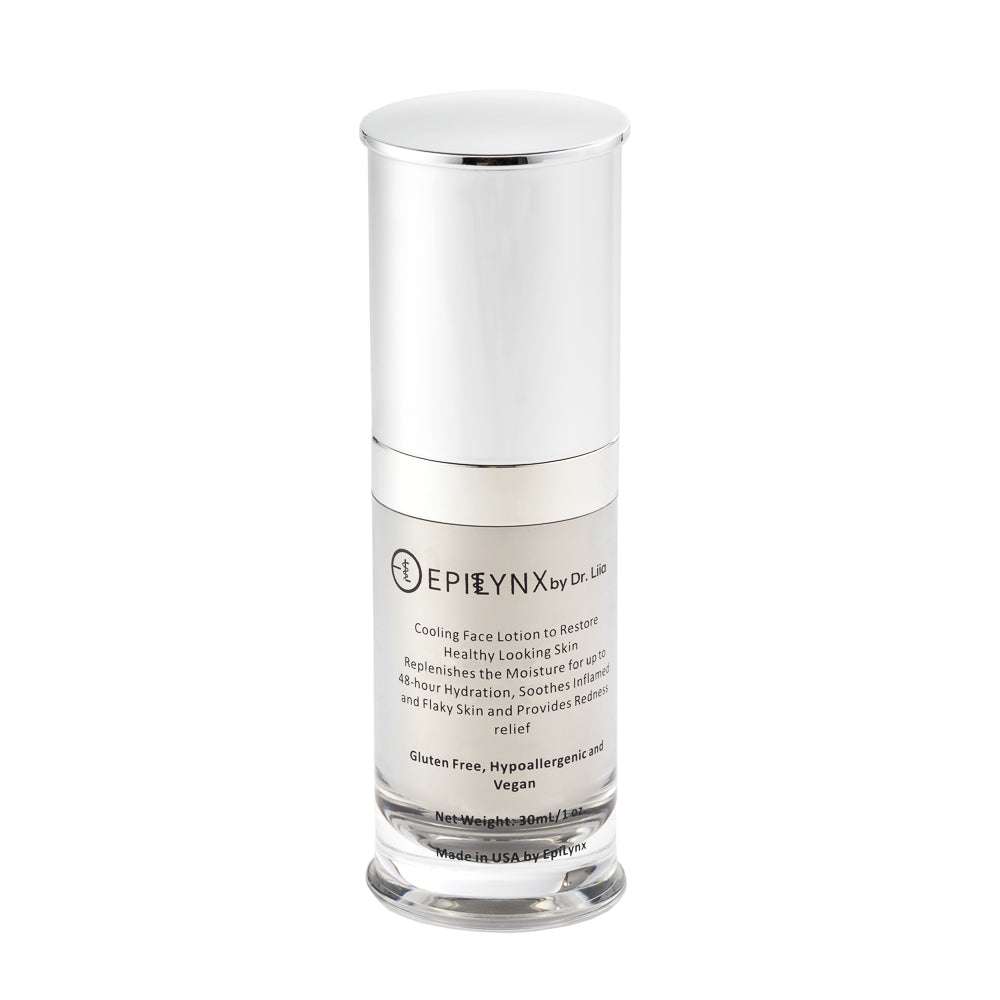 Face moisturizer jar with silver lid and clear base