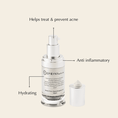 Face moisturizer jar with silver pump and open cap showing cream