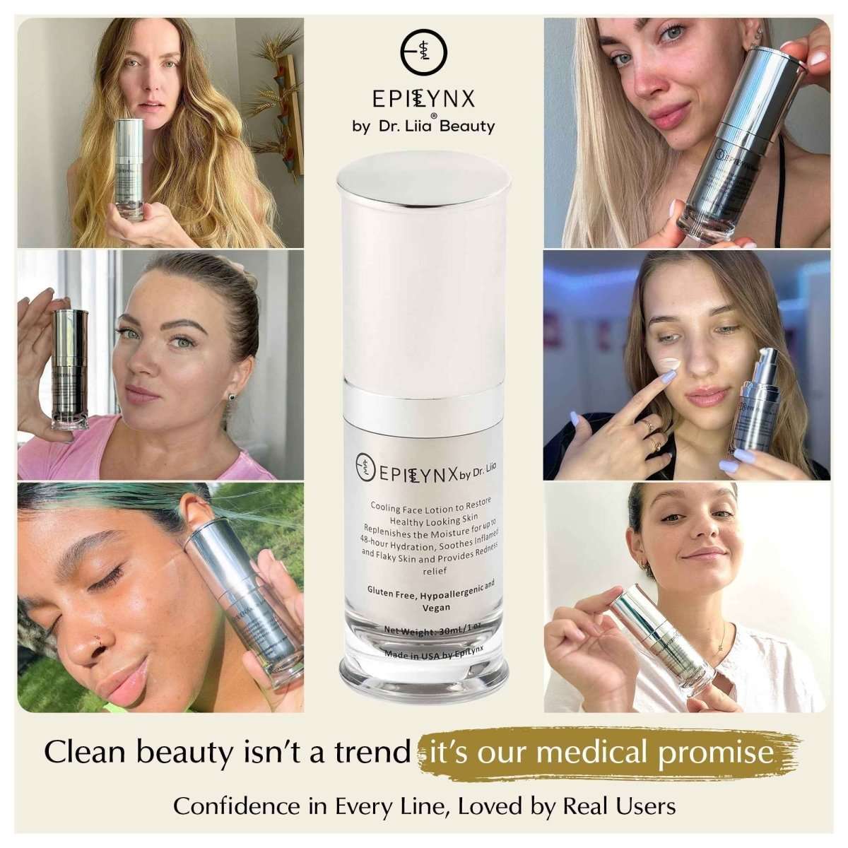 Face moisturizer bottle and jar shown in a promotional layout