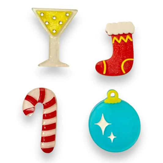 Set of 4 Christmas Mini Brooches by Lipstick & Chrome Quirks! Default Title Default Title-