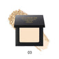 Matte powder foundation compact, shade 03, light peach-beige powder in open black case