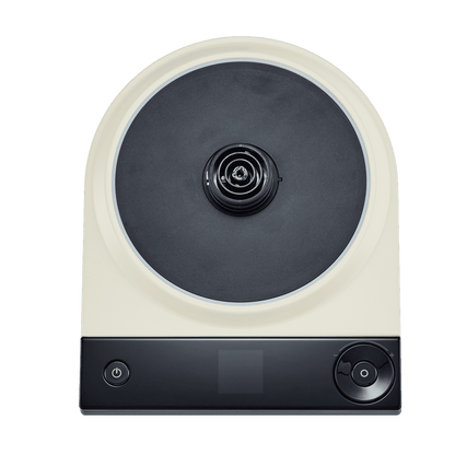 Electric kettle lid with pearl white housing and black circular top control