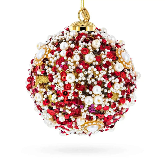 Luxury Pearl & Sequin Beaded Glass Christmas Ornament Cartsfy Inc.
