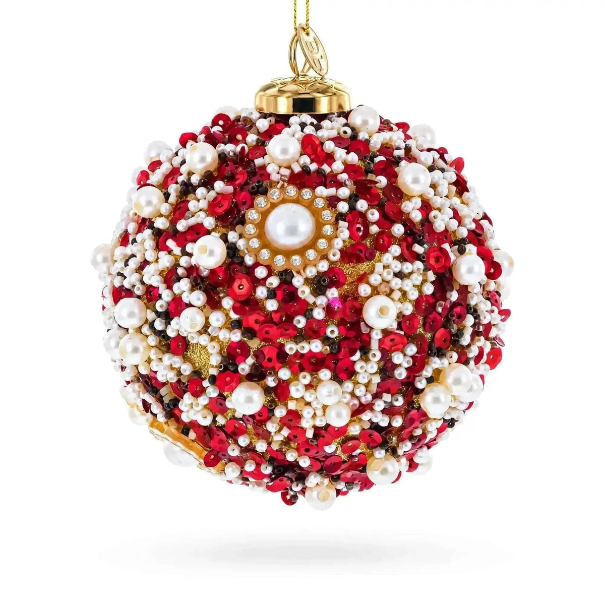 Luxury Pearl & Sequin Beaded Glass Christmas Ornament Cartsfy Inc.