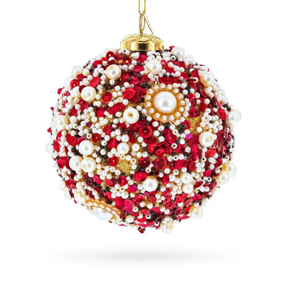 Luxury Pearl & Sequin Beaded Glass Christmas Ornament Cartsfy Inc.