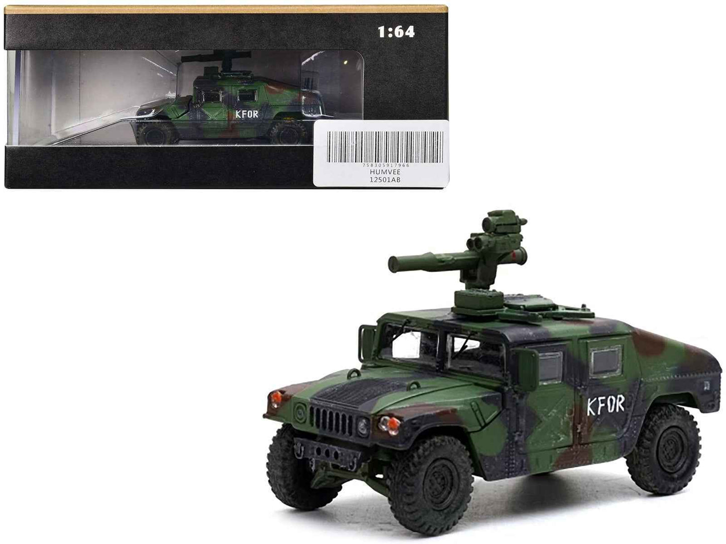 M1046 HUMVEE Tow Missile Carrier Green Camouflage "3rd Battalion 8th Marine Regiment Kosovo Force (KFOR)" (1999) "Military Miniature" Series 1/64 Diecast Model by Panzerkampf Miniature Motors Default Title Default Title-