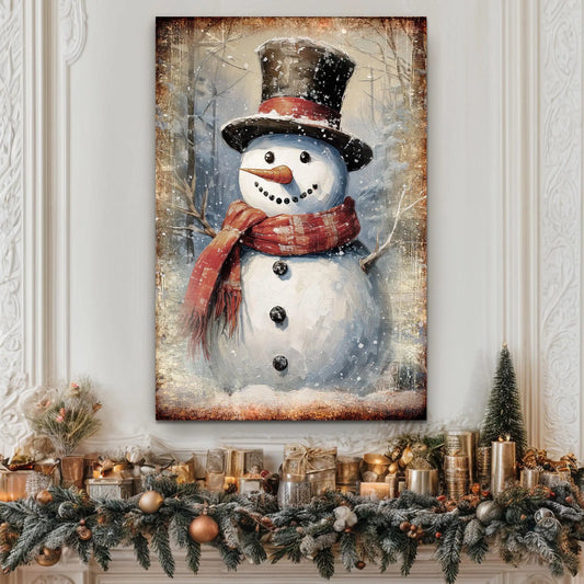 Vintage Snowman Christmas Wall Art Tailored Canvases 18x12 inch Medium Premium Gallery Wrapped 24x16 inch Large Premium Gallery Wrapped 36x24 inch Extra Large Premium Gallery Wrapped 18x12 inch Medium Premium Gallery Wrapped-24x16 inch Large Premium Gallery Wrapped-36x24 inch Extra Large Premium Gallery Wrapped-