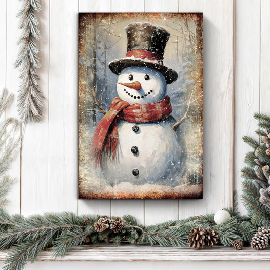 Vintage Snowman Christmas Wall Art Tailored Canvases 18x12 inch Medium Premium Gallery Wrapped 24x16 inch Large Premium Gallery Wrapped 36x24 inch Extra Large Premium Gallery Wrapped 18x12 inch Medium Premium Gallery Wrapped-24x16 inch Large Premium Gallery Wrapped-36x24 inch Extra Large Premium Gallery Wrapped-