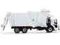 White 1/64 diecast refuse truck with front loader and open-top trash bin