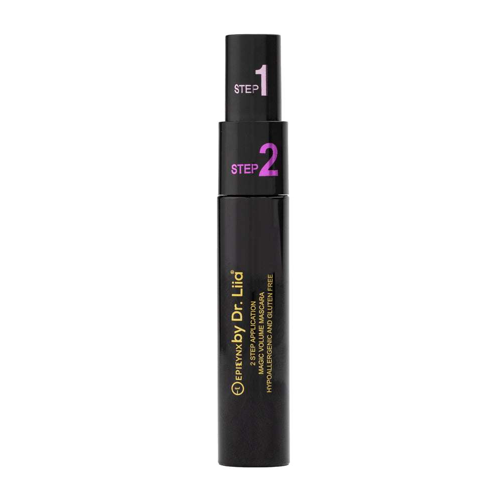 Black Step 1 and Step 2 mascara tubes with purple step labels