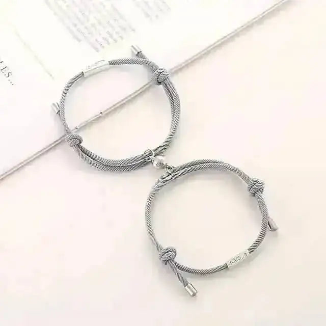 Magnetic Adjustable Simple Rope Couple Bracelet DailySale Coffee Light Brown Dark Blue Coffee-Light Brown-Dark Blue-Lake Blue-Gray-Beige-Pink-Purple-Red-Yellow-Black-Navy-