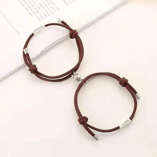 Magnetic Adjustable Simple Rope Couple Bracelet DailySale Coffee Light Brown Dark Blue Coffee-Light Brown-Dark Blue-Lake Blue-Gray-Beige-Pink-Purple-Red-Yellow-Black-Navy-