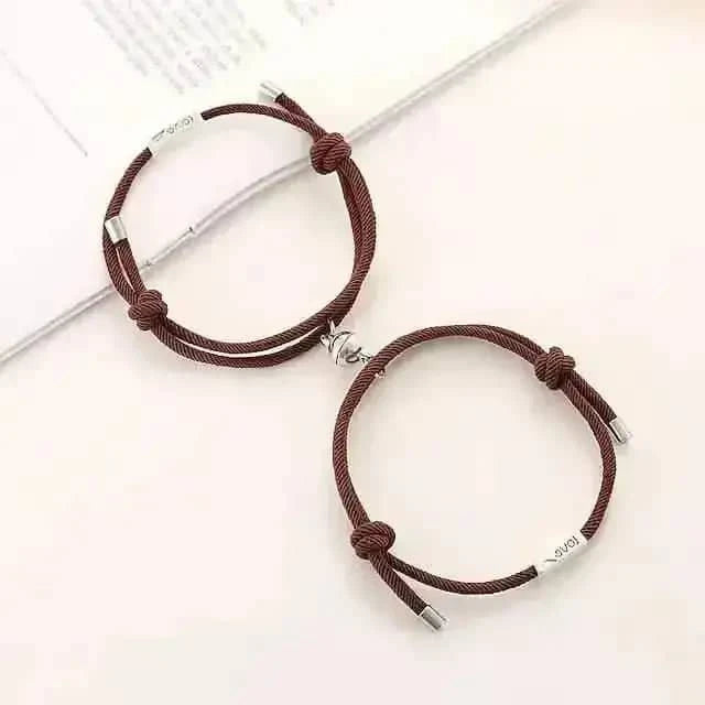 Magnetic Adjustable Simple Rope Couple Bracelet DailySale Coffee Light Brown Dark Blue Coffee-Light Brown-Dark Blue-Lake Blue-Gray-Beige-Pink-Purple-Red-Yellow-Black-Navy-