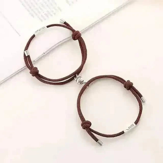Magnetic Adjustable Simple Rope Couple Bracelet DailySale Coffee Light Brown Dark Blue Coffee-Light Brown-Dark Blue-Lake Blue-Gray-Beige-Pink-Purple-Red-Yellow-Black-Navy-