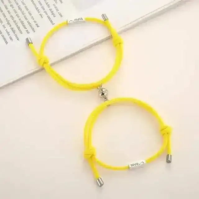 Magnetic Adjustable Simple Rope Couple Bracelet DailySale Coffee Light Brown Dark Blue Coffee-Light Brown-Dark Blue-Lake Blue-Gray-Beige-Pink-Purple-Red-Yellow-Black-Navy-