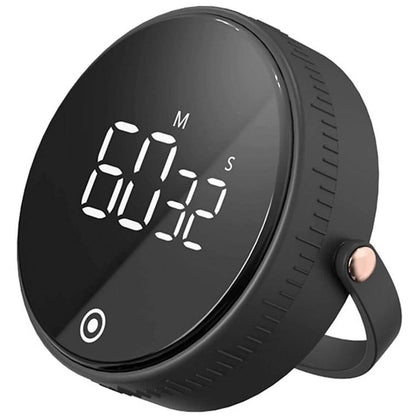 Black magnetic LED kitchen timer with circular display showing 00:22