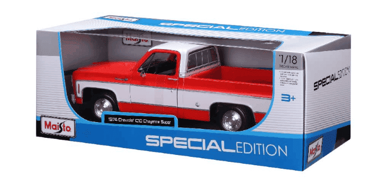 Maisto 1974 Chevrolet C-10 Pickup Truck Cheyenne Red and White 1:18 STM Diecast Default Title Default Title-