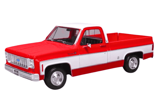 Maisto 1974 Chevrolet C-10 Pickup Truck Cheyenne Red and White 1:18 Cartsfy Inc.