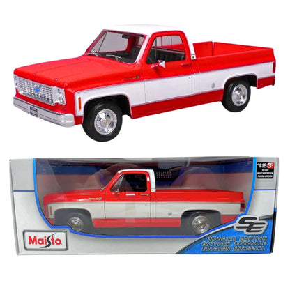Maisto 1974 Chevrolet C-10 Pickup Truck Cheyenne Red and White 1:18 STM Diecast Default Title Default Title-