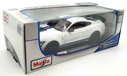 Maisto 2020 Ford Shelby GT500 White w/ Blue Stripes 1:18 Cartsfy Inc.